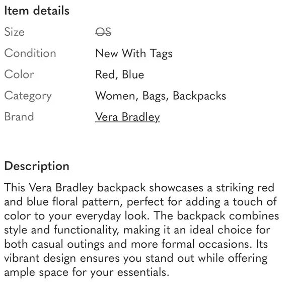 NWT Vera Bradley Multicolor Floral Crossbody Bag/Sling Backpack - Picture 14 of 16